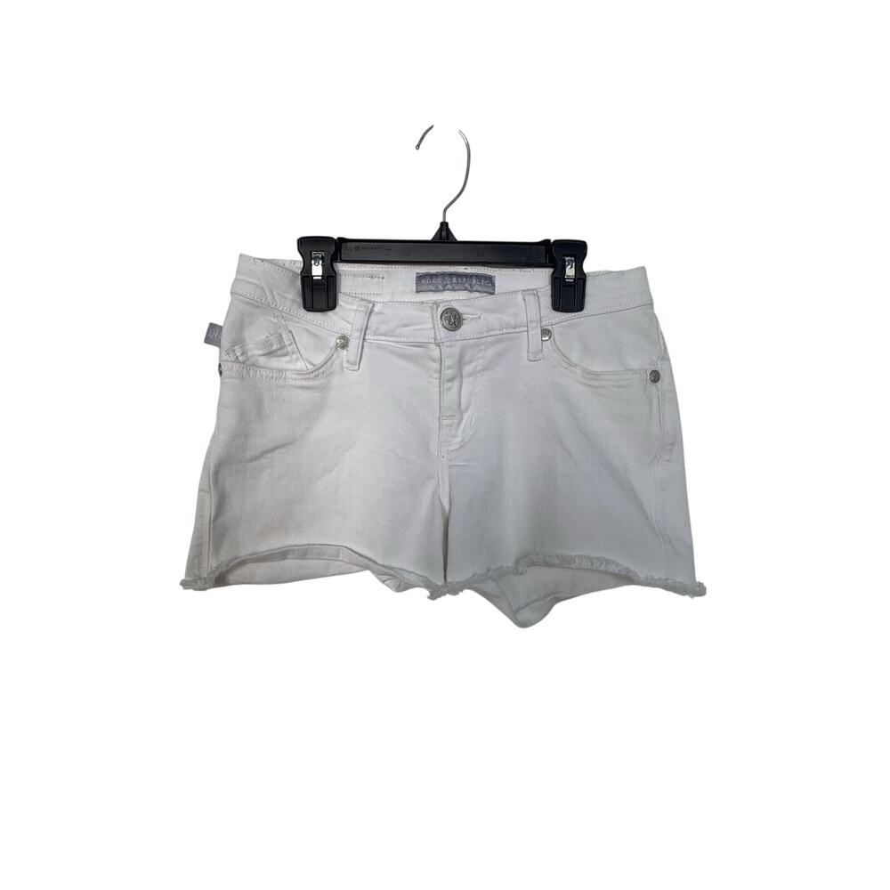 Rock & Republic Women's Denim Raw Frayed Hem Hula Cutoff Shorts White Size 2